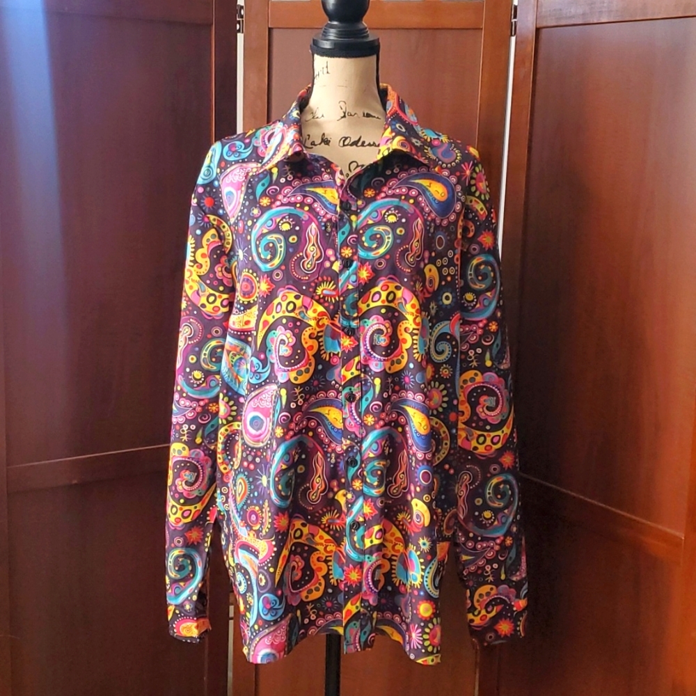 Women’s Multicolor Paisley Button-Up Shirt